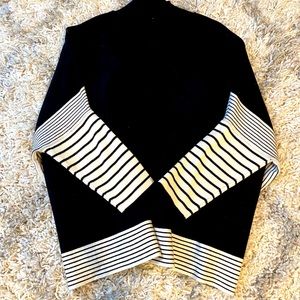 Mock neck black sweater pink lily